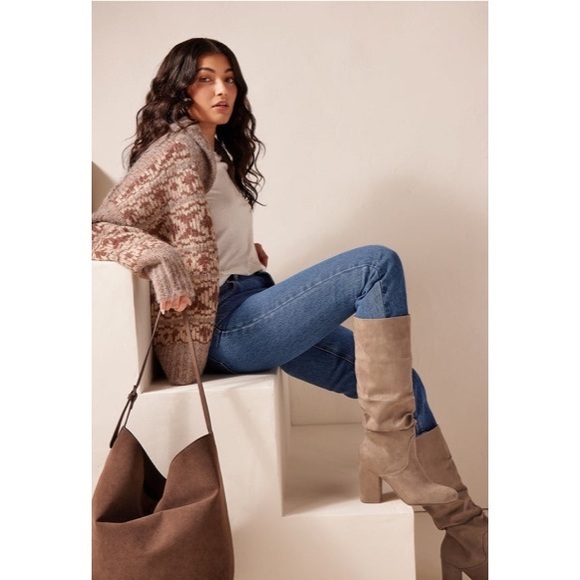 NWT/NWB Dream Pairs c/o JustFab Faux Suede Snip Riding Boot in Camel, Sz. 8 - Picture 3 of 8